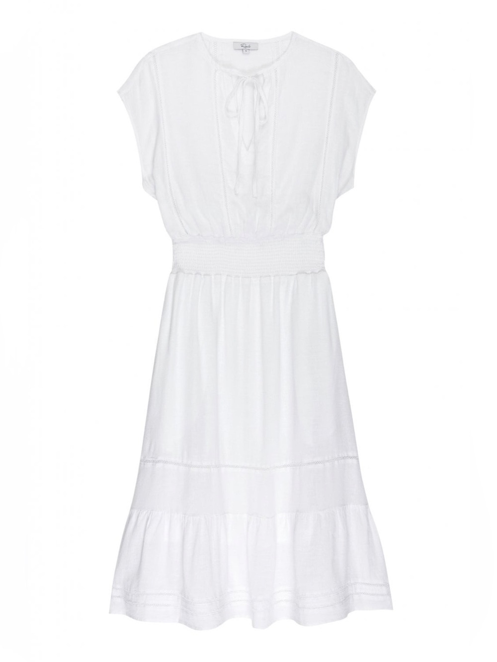 Rails Anthropologie Ashlyn Cool White Linen Sleeveless Tie Collar Midi Dress L - Picture 5 of 16